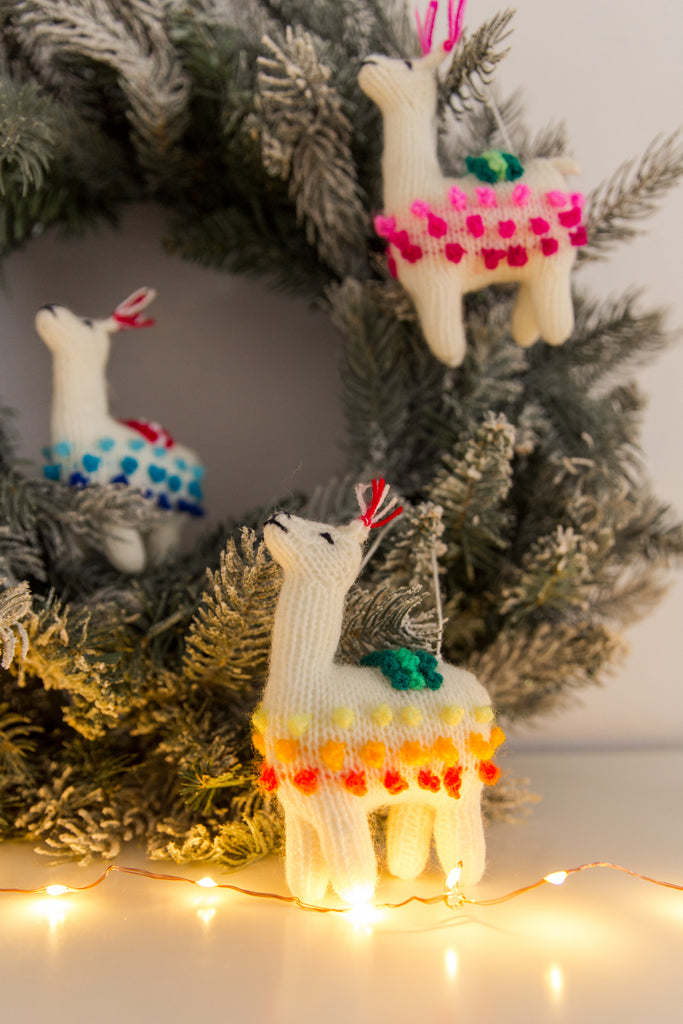 Knitted Llama Ornaments