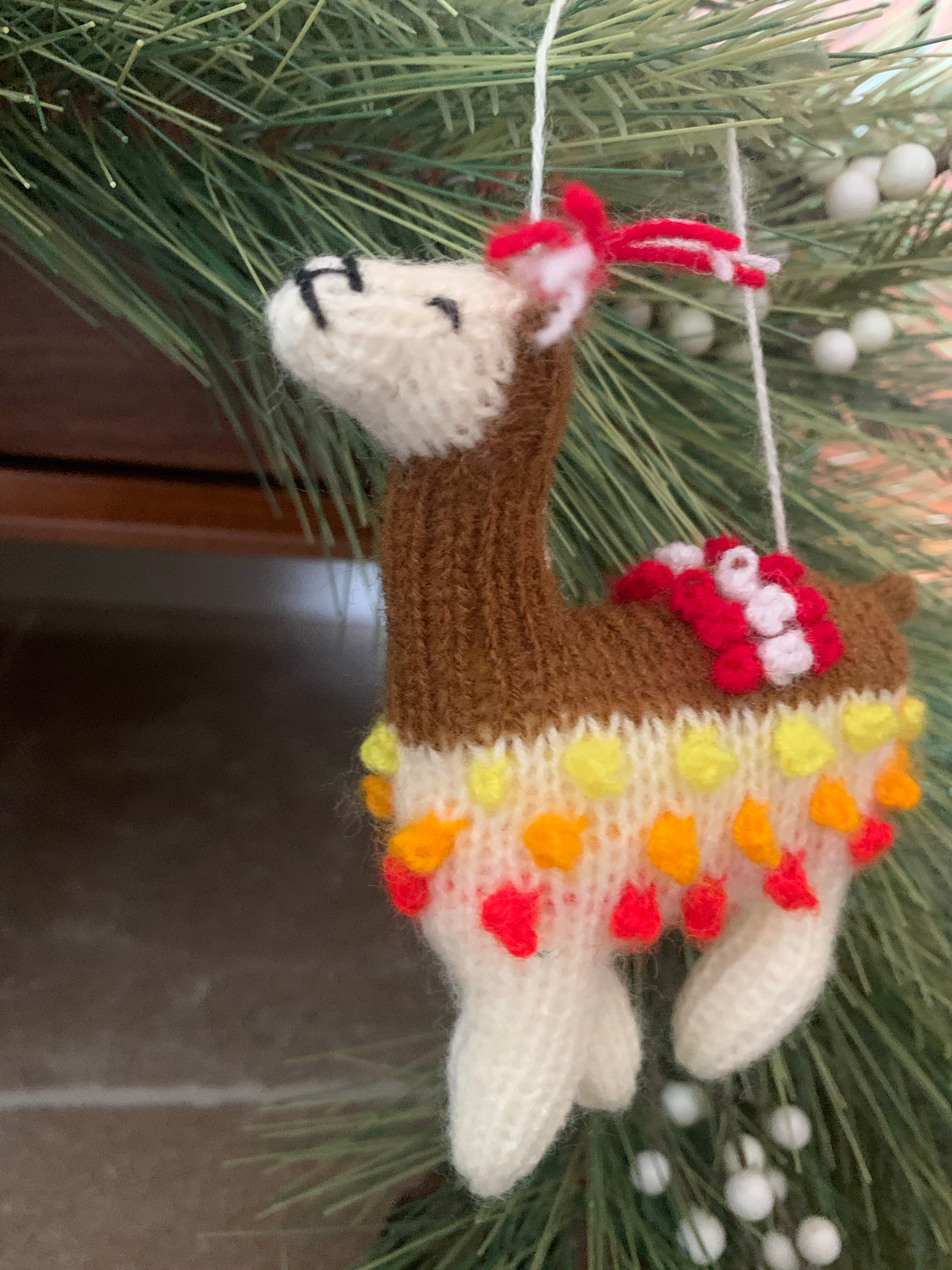 Knitted Llama Ornaments